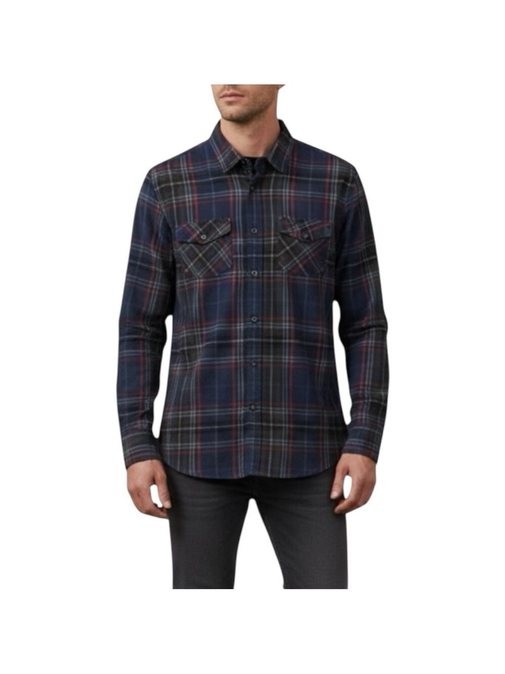Element Eddie Heavyweight Plaid Flannel Shirt Men’s Medium Navy Blue Red